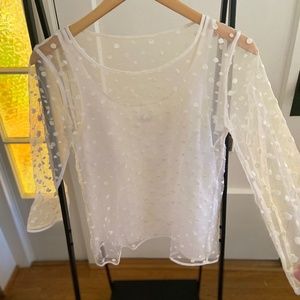 Light white blouse, polka dot and feminine